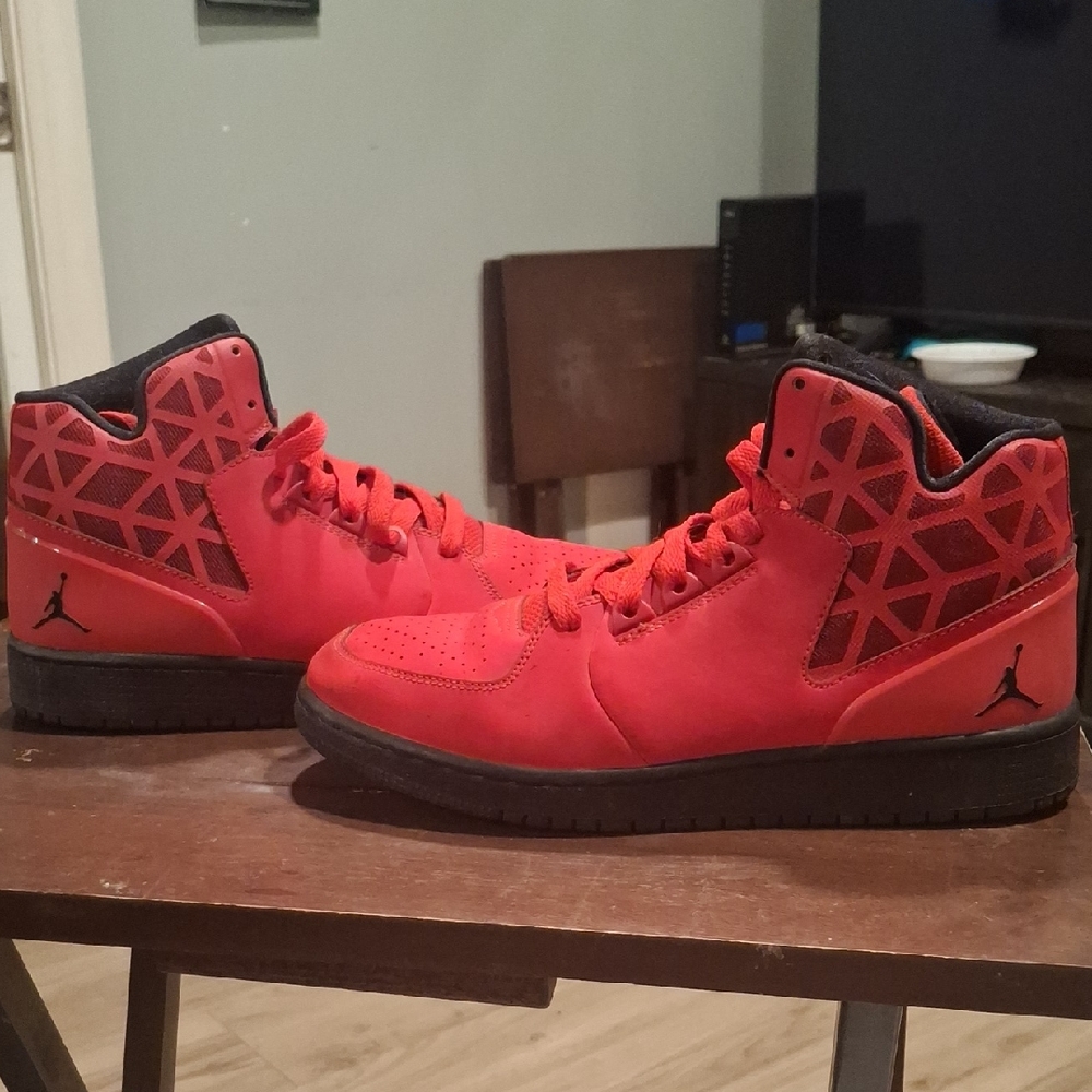 Jordan Youth Red and Black High-Top Sneakers